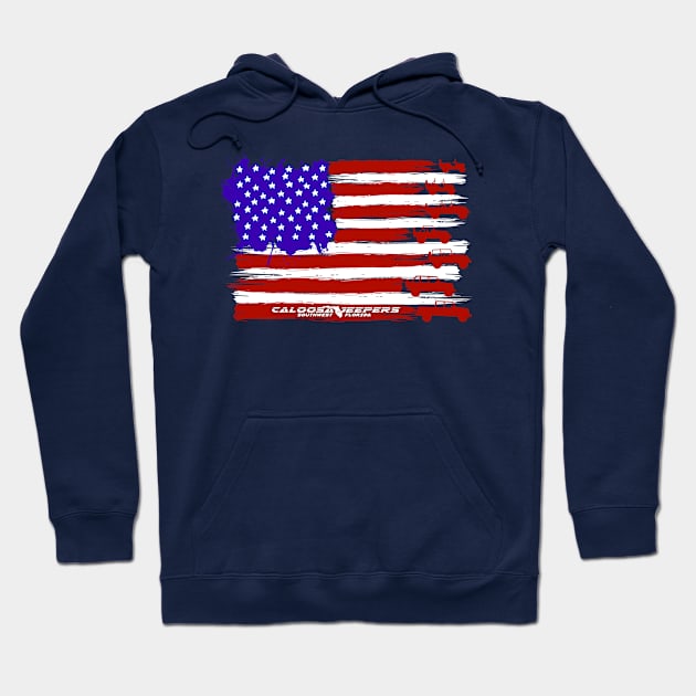 USA Flag Jeep History Hoodie by Caloosa Jeepers 